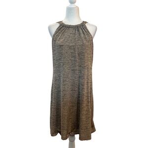 S. Levine Petite Metallic Halter-Neck Swing Trapeze Dress